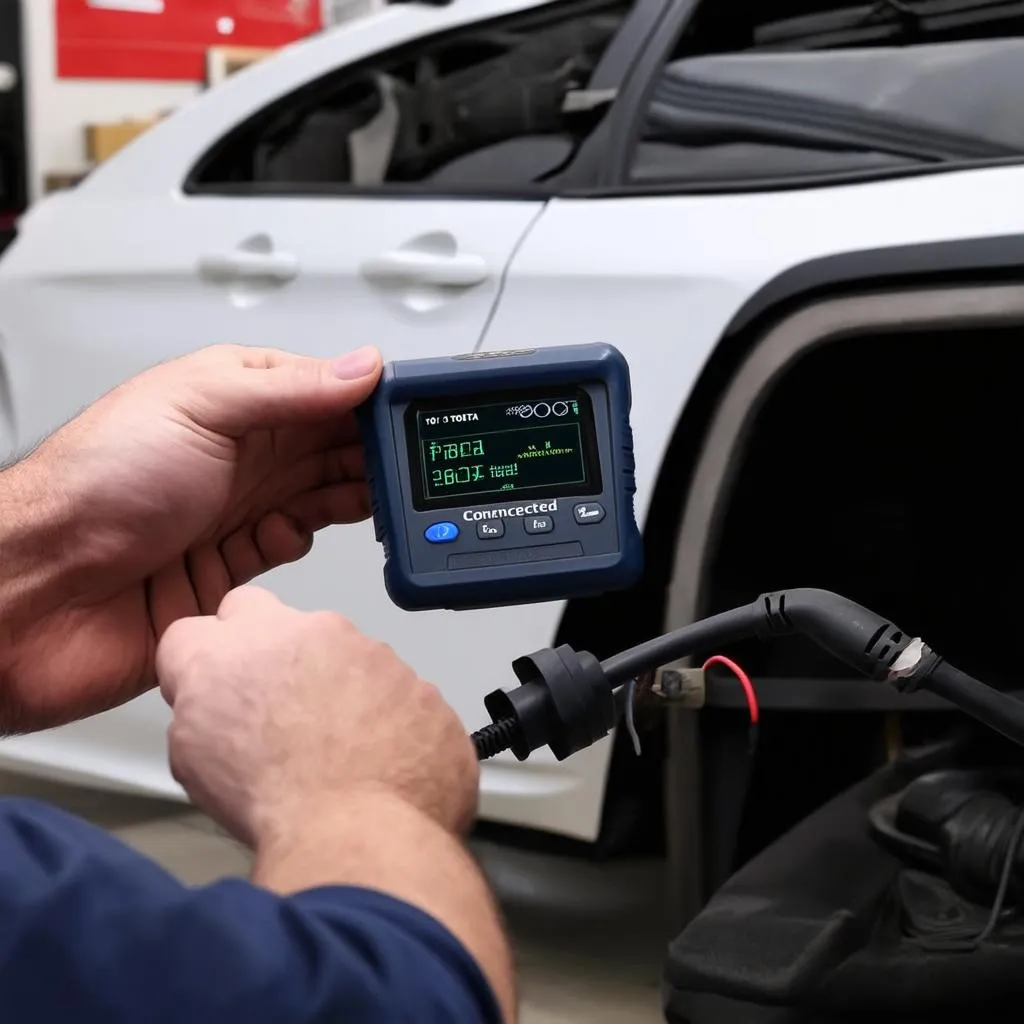 OBD Scanner Connected to Toyota Camry