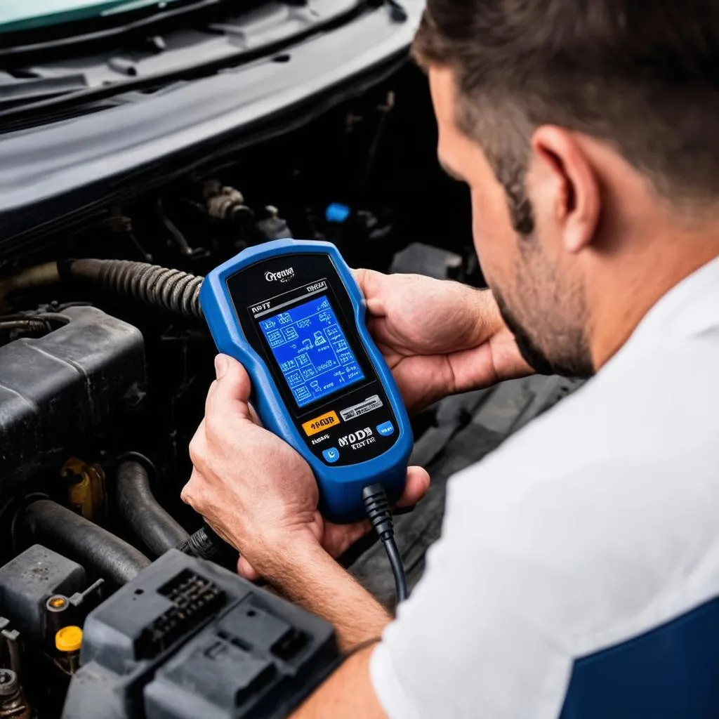 OBD Scanner Connected to Car