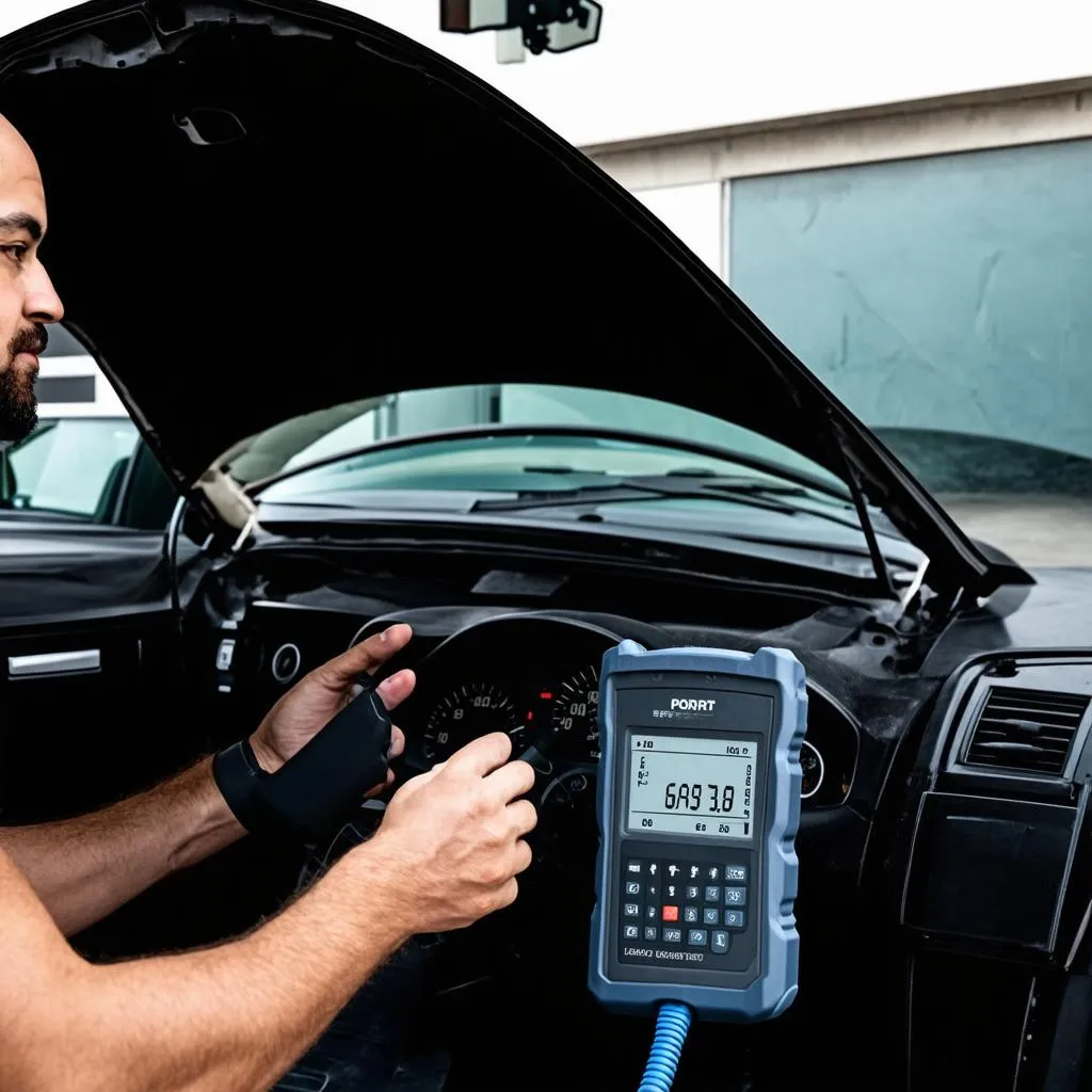 OBD Scanner Connected to Car