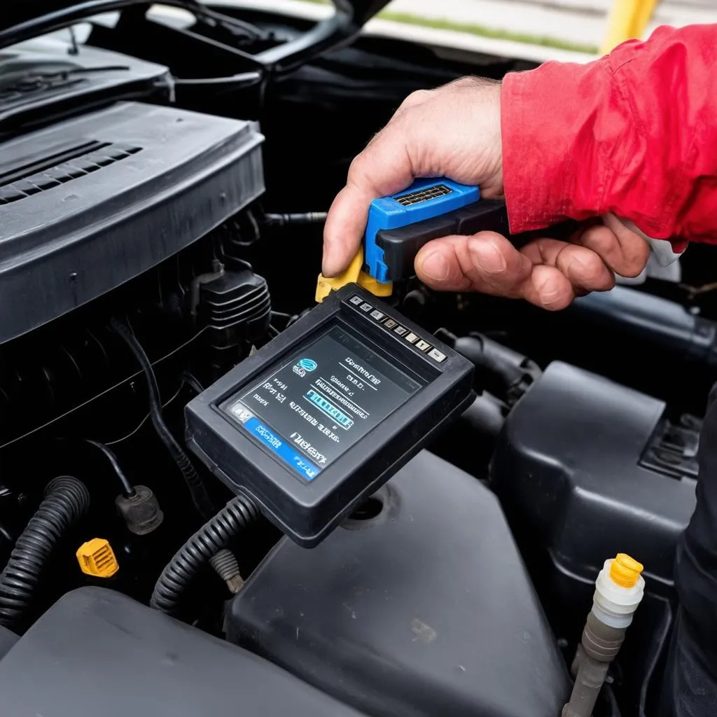 Mechanic using OBD Scanner