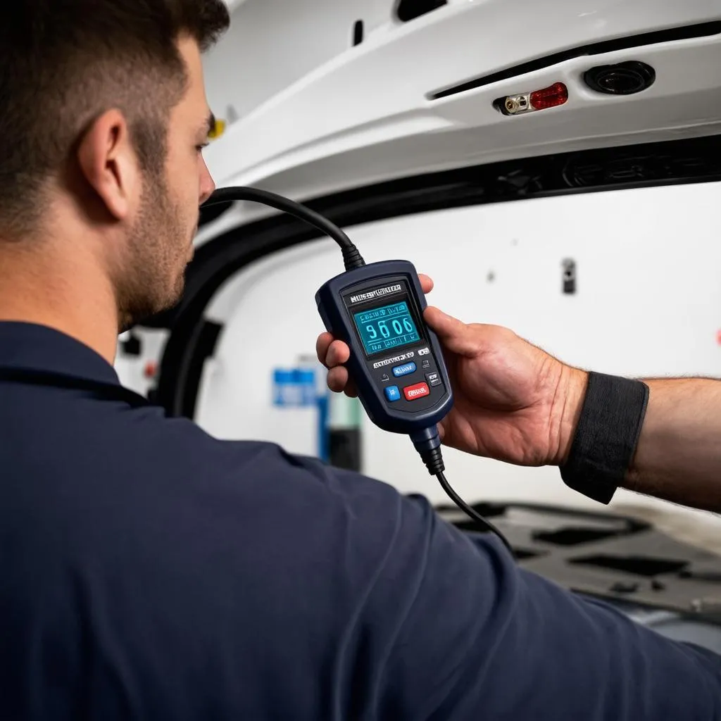 Mechanic Using OBD Scanner