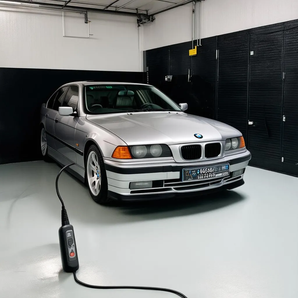 BMW E36 with OBD Scanner plugged in