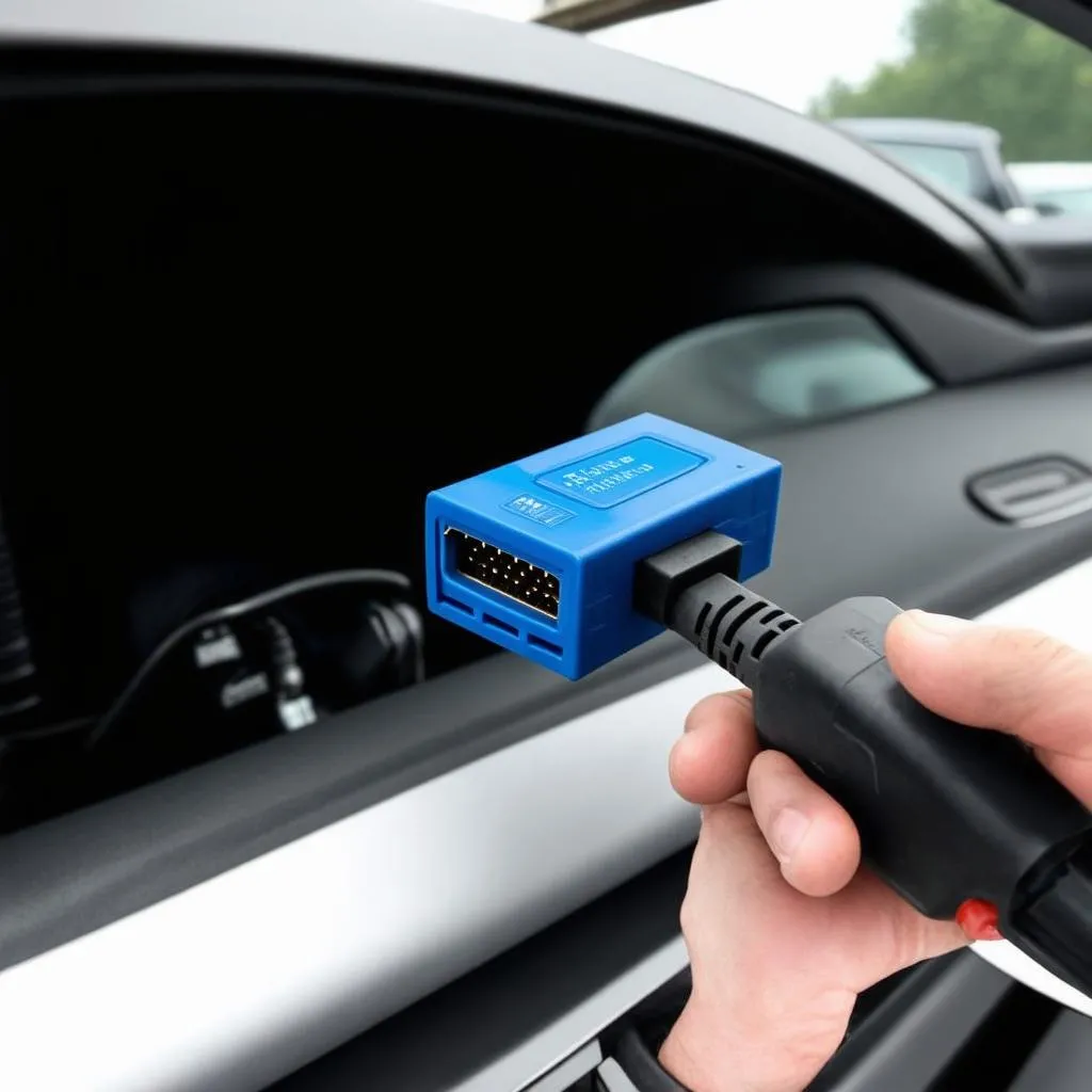 OBD Scanner plugged into a European Car