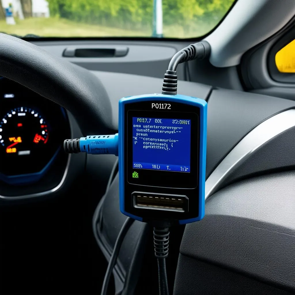 OBD Scanner Plugged Into European Car