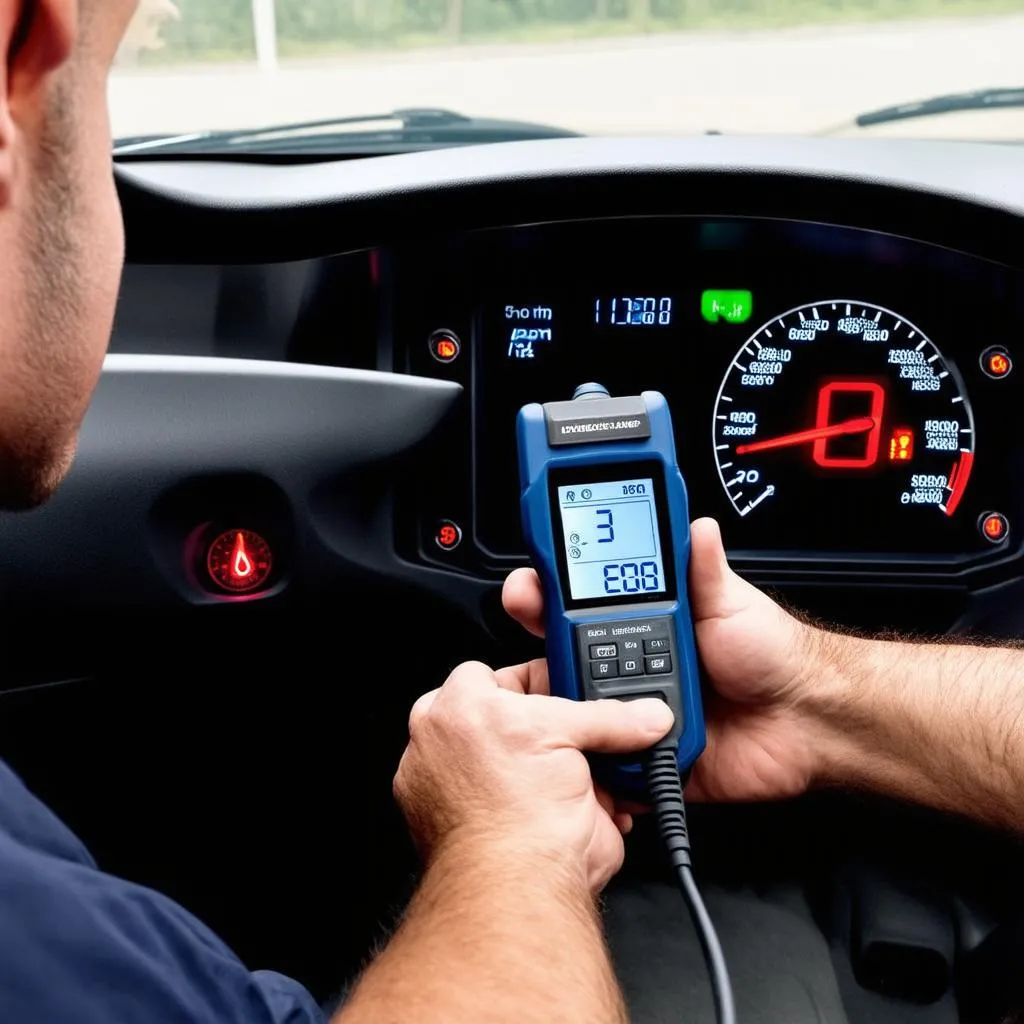 Mechanic Using OBD Scanner