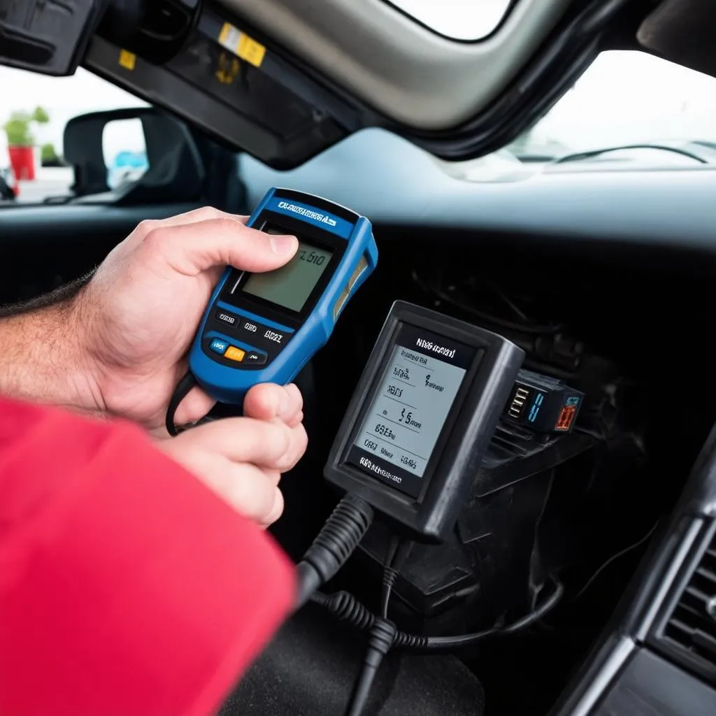 Mechanic Using OBD Scanner