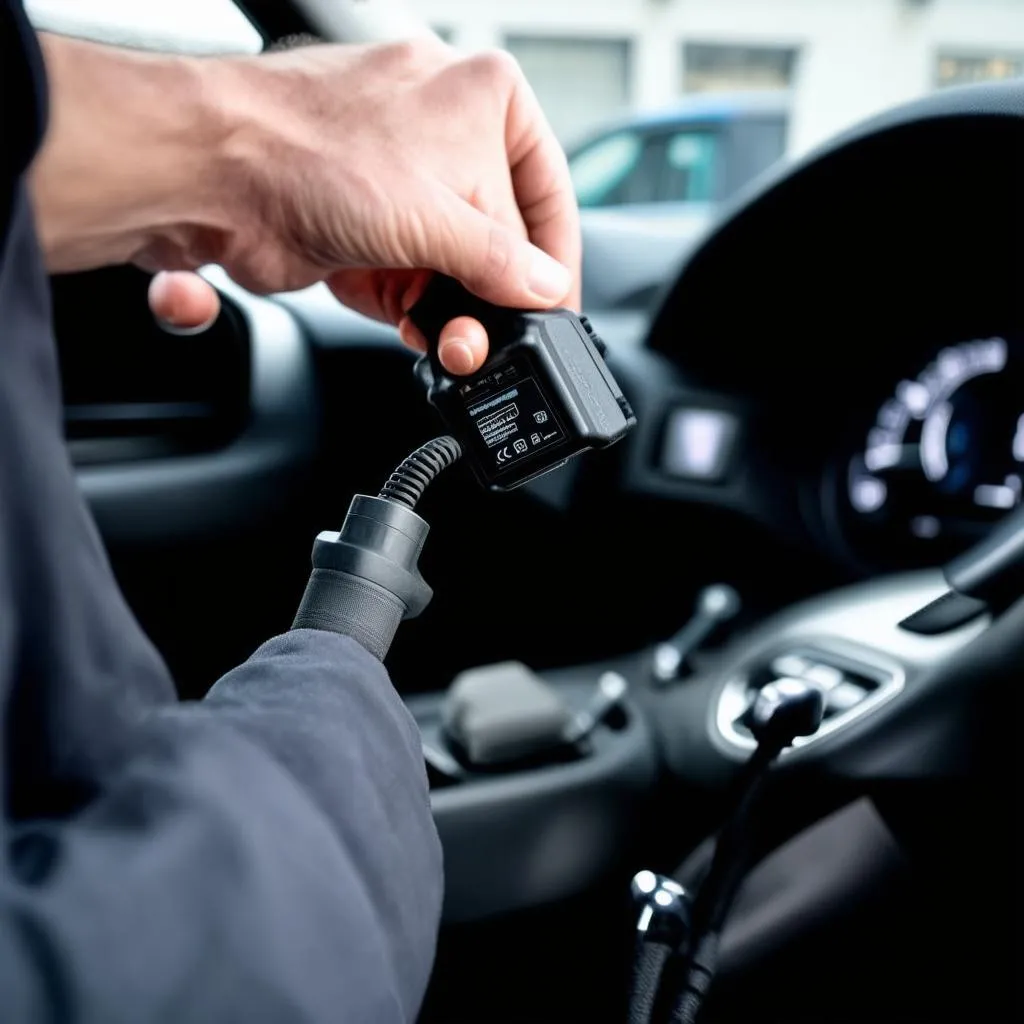 OBD2 Scanner plugged into a car's port