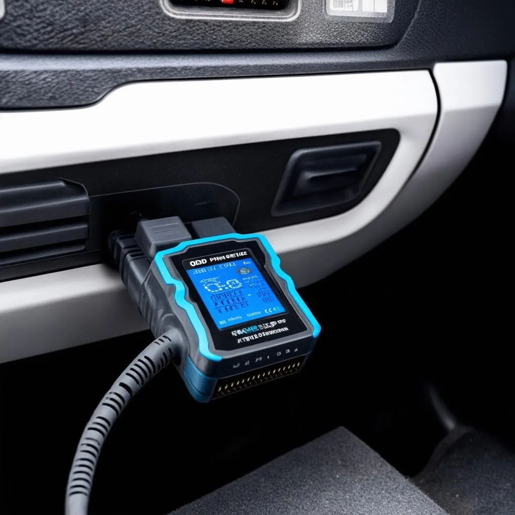 OBD2 scanner connected to a car