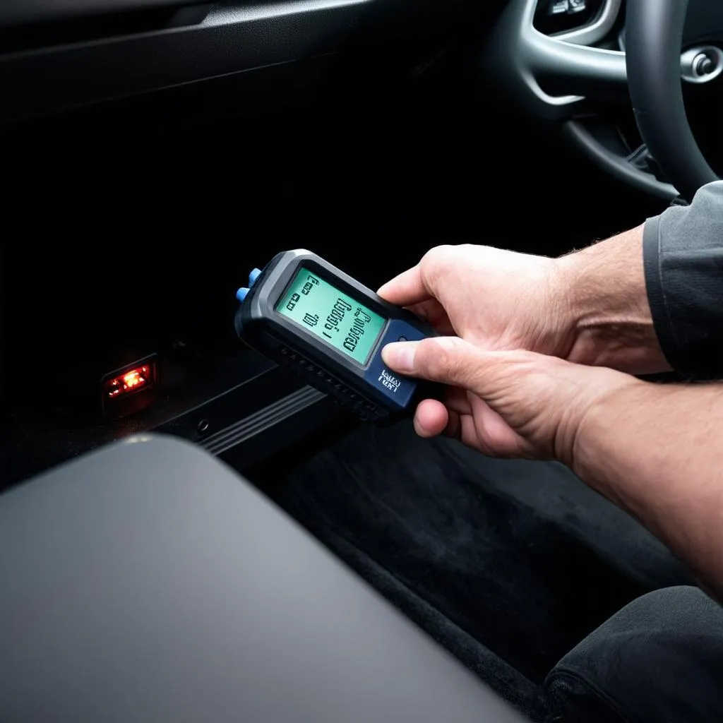 Mechanic using an OBD2 Scanner