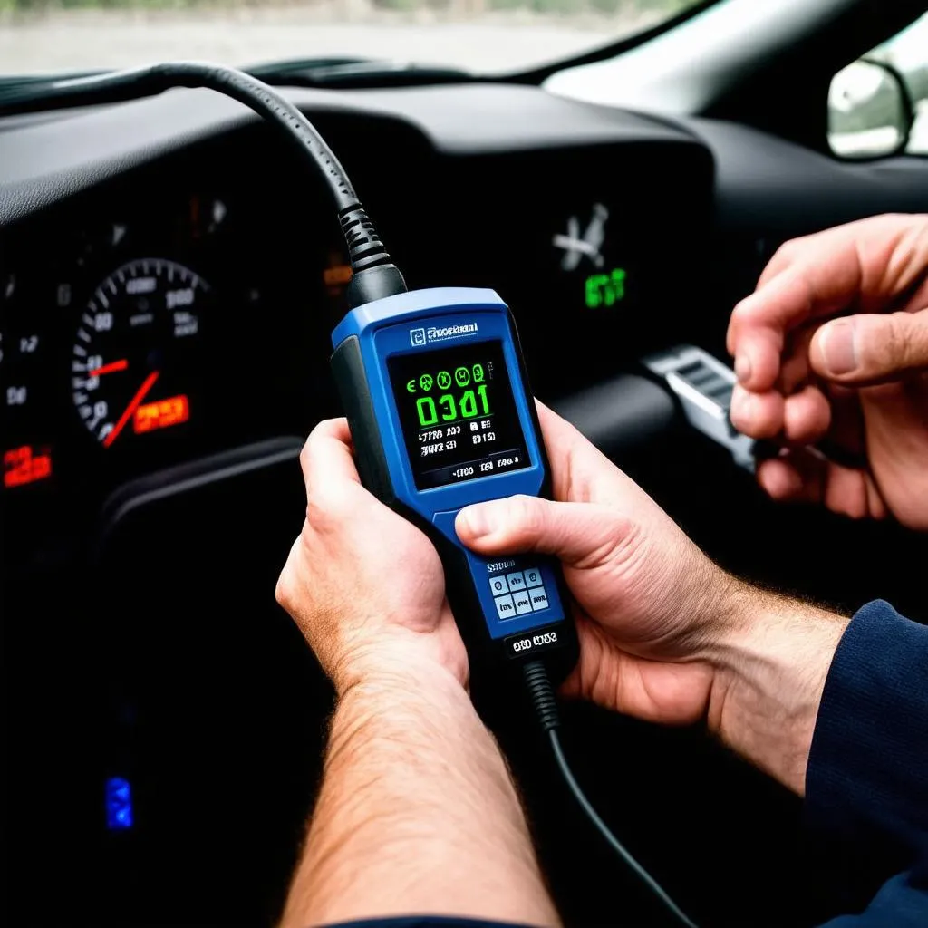 Mechanic Using OBD Scanner