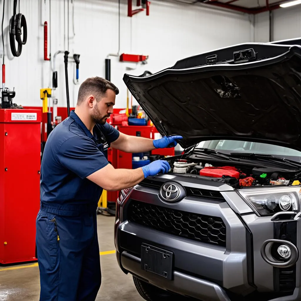 Mechanic Working on a Toyota 4Runner