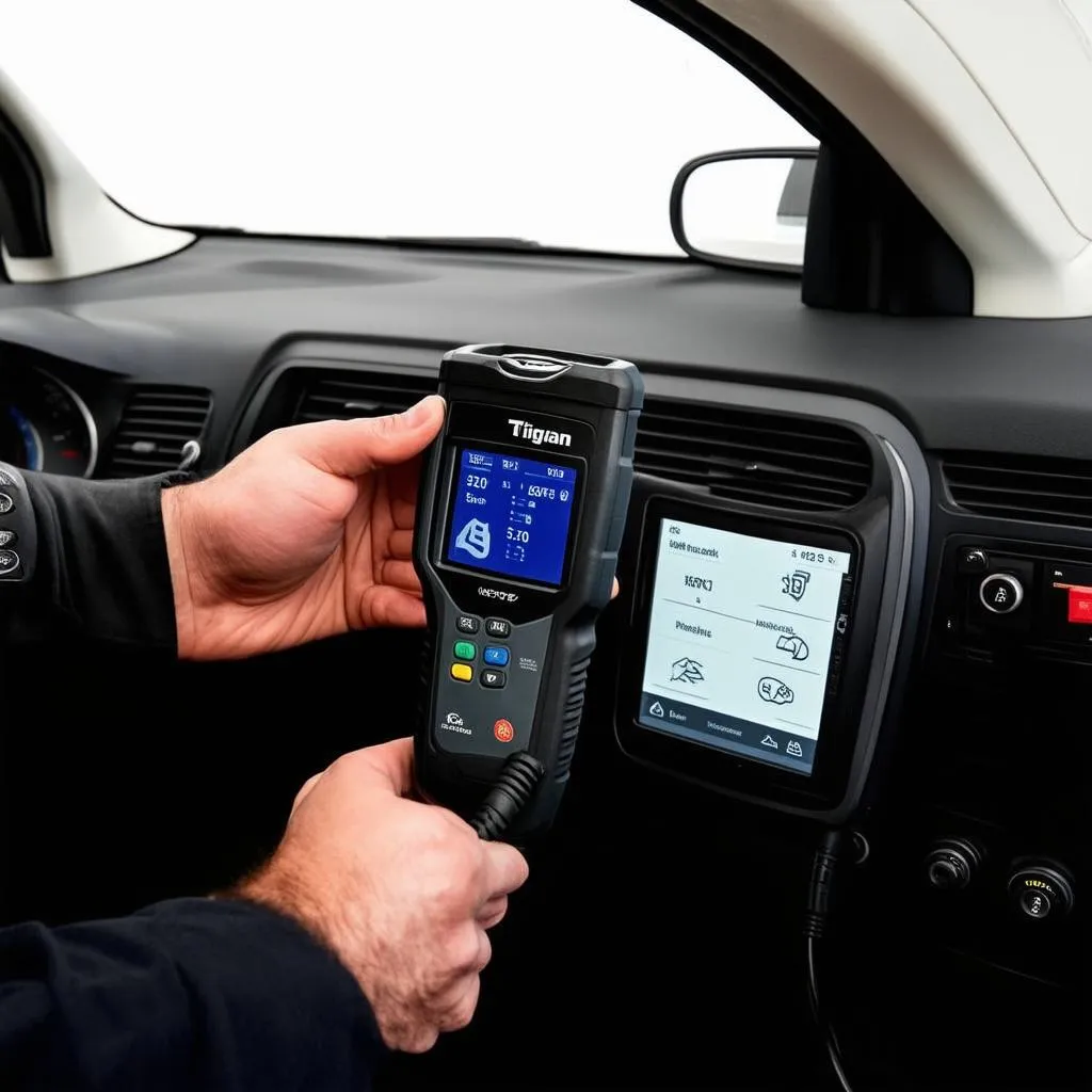 VW Tiguan OBD Scanner in use