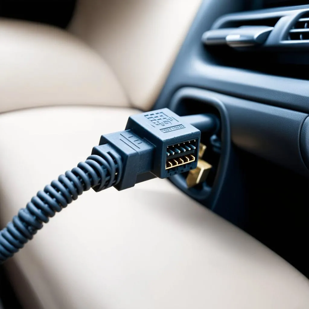 OBD Cable Connected to a Car