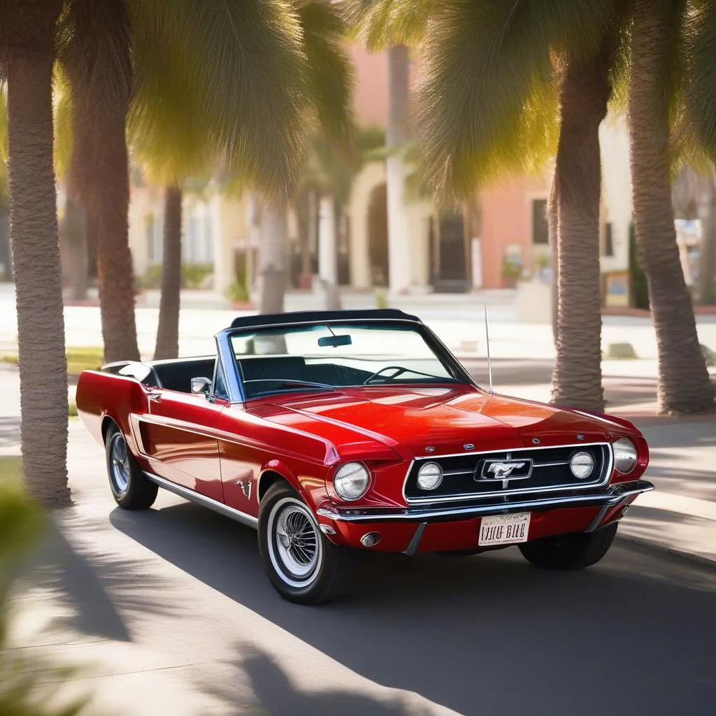 Classic Red Ford Mustang Convertible