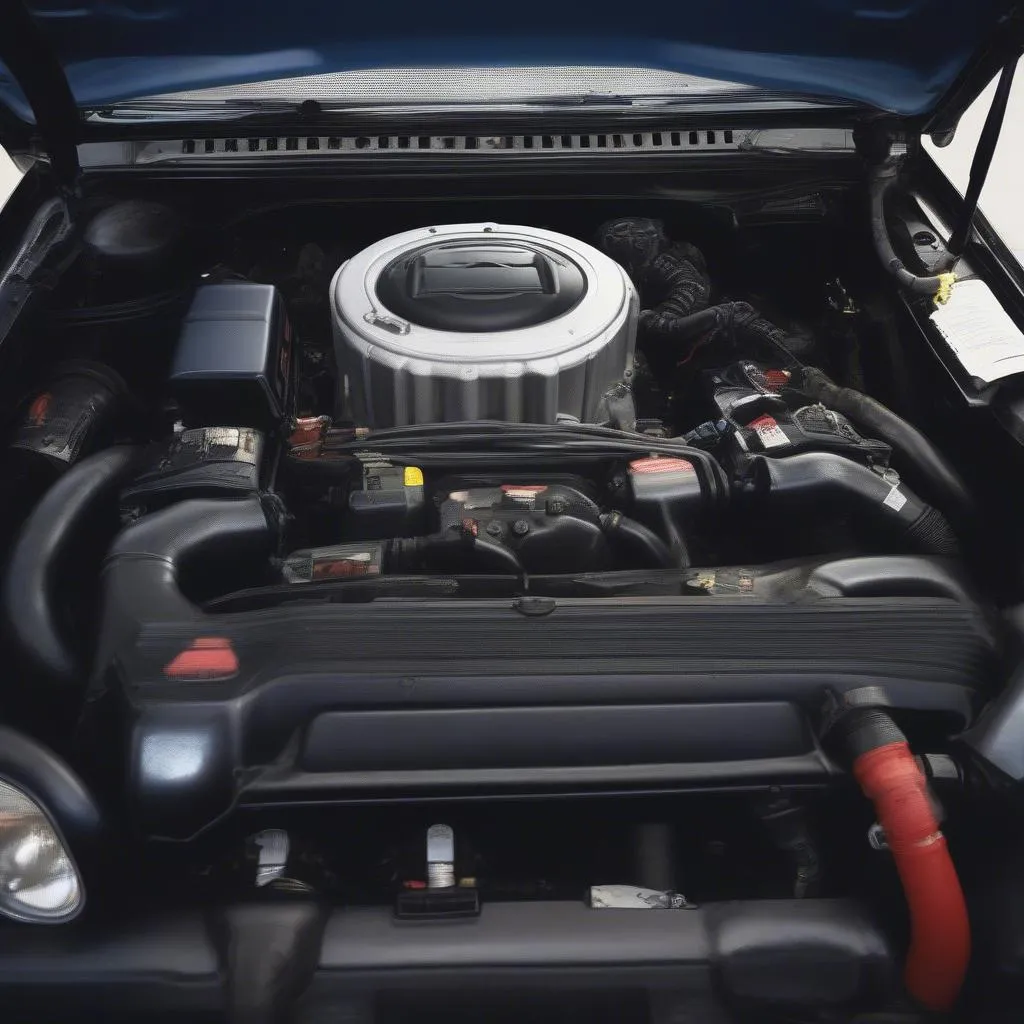 Engine Bay of a 1991 Jeep Cherokee