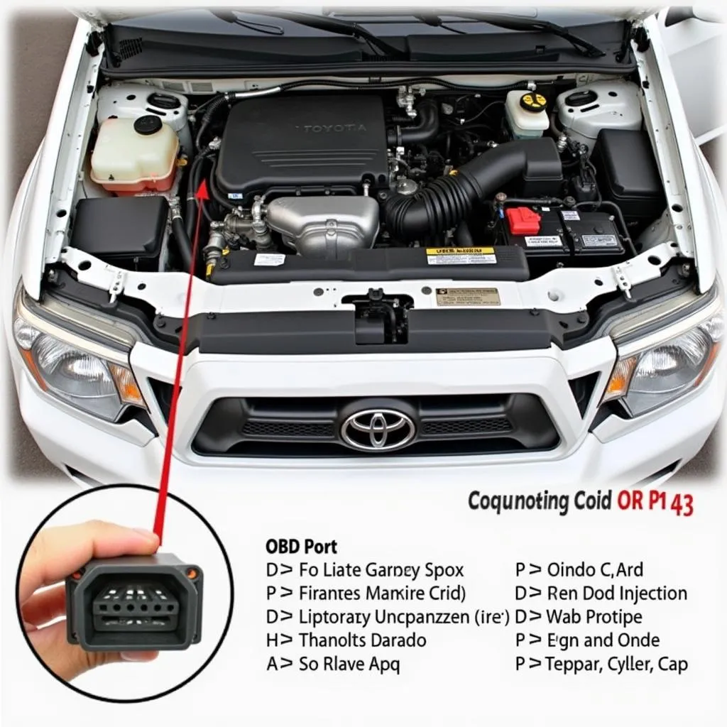 2012 Toyota Tacoma Engine Bay with OBD Code P2443