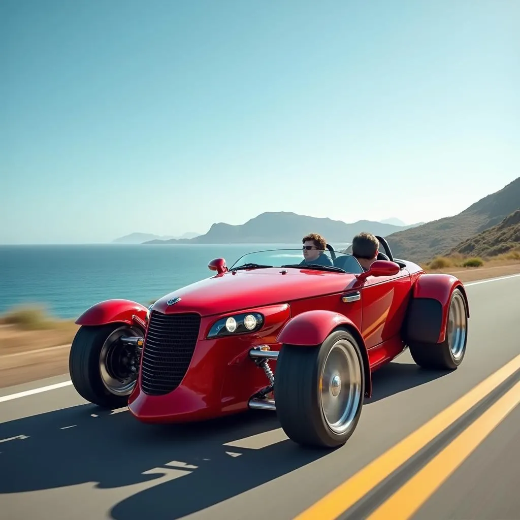 3 Wheel Motorcycle Kit Car on Open Road