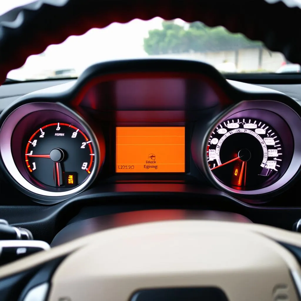 Check engine light illuminated on a car's dashboard