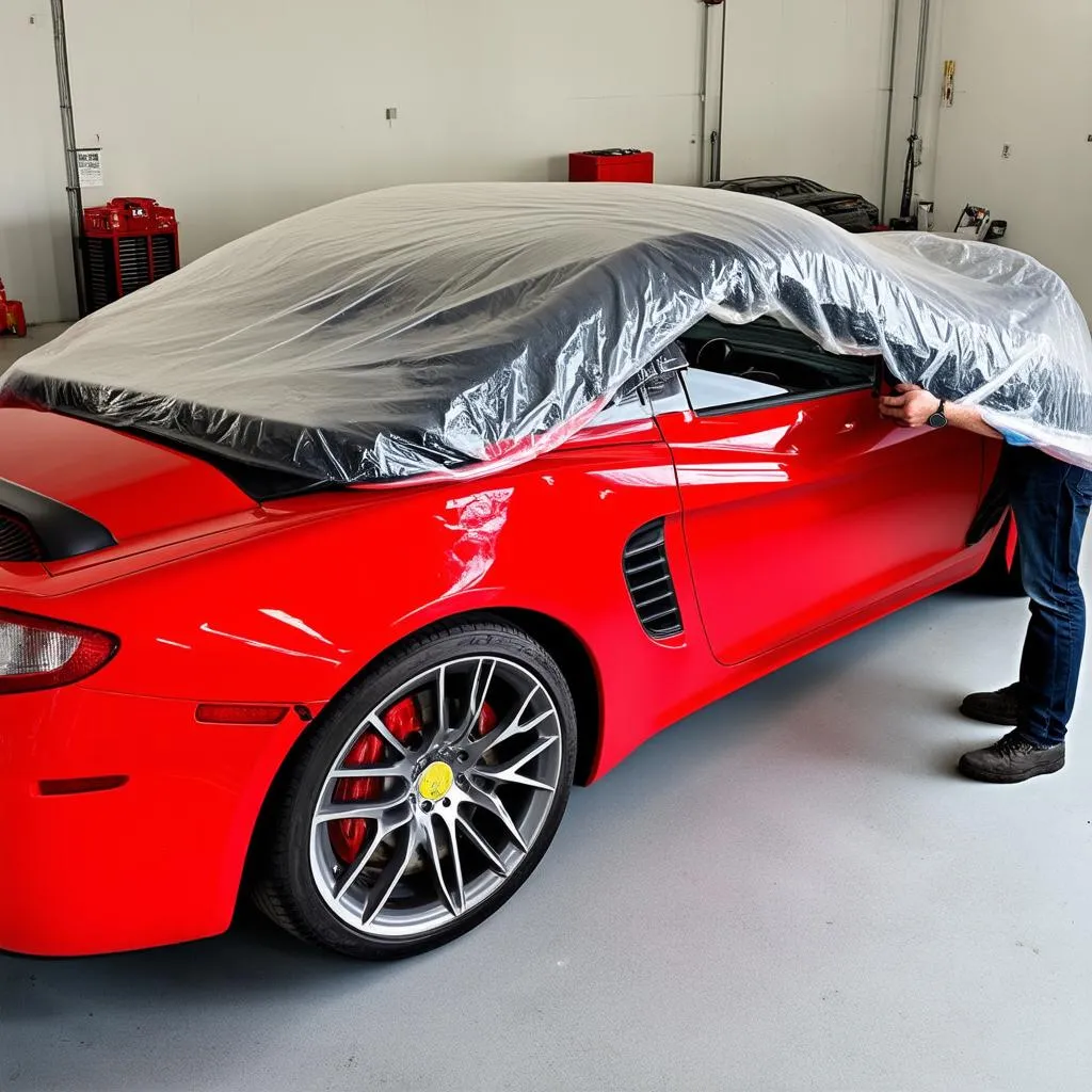 Installing a Clear Car Cover on a Sports Car