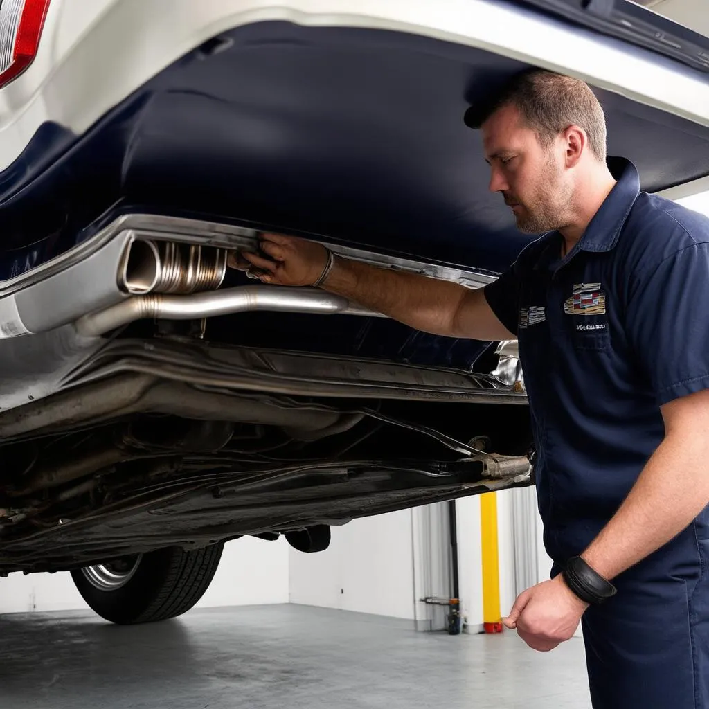 Mechanic Inspecting Cadillac DeVille