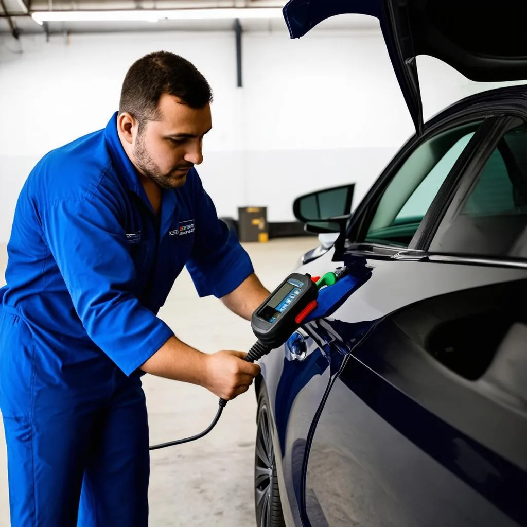 Mechanic Diagnosing Honda Accord