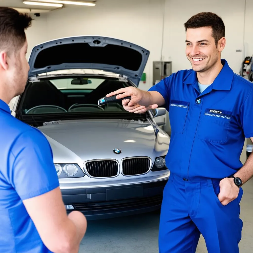 Mechanic Helping Customer