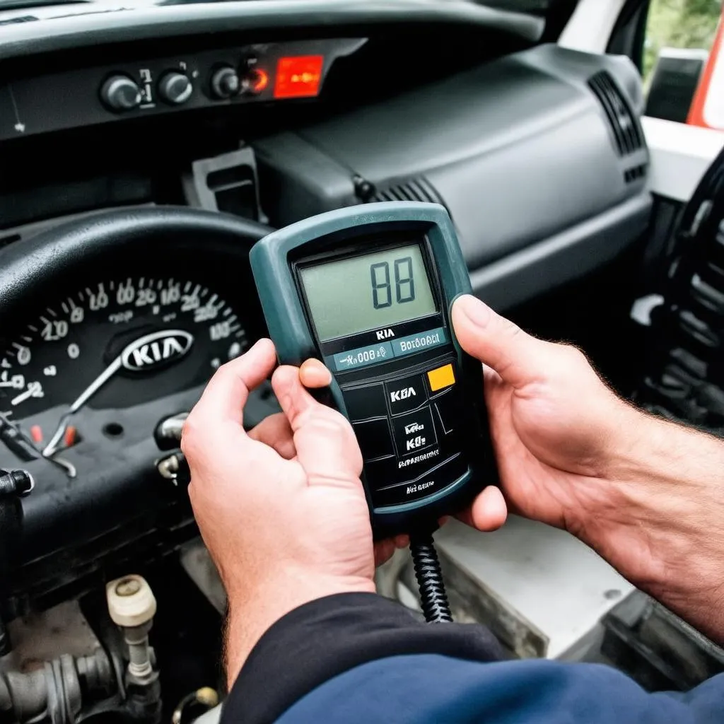 Mechanic Using OBD Scanner