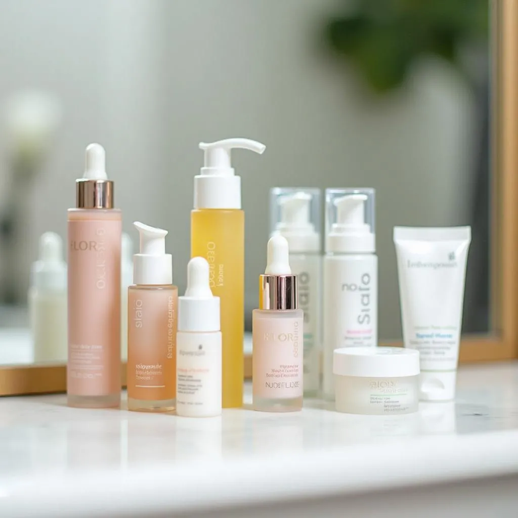 Skincare Products on a Vanity