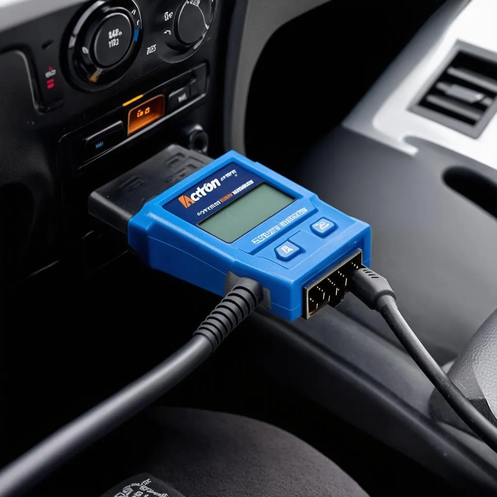 Actron CP9175 connected to a car's OBD-II port