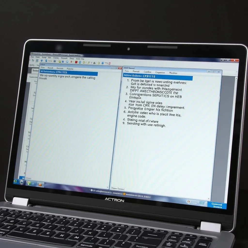 Open Actron CP9175 Manual Displayed on a Laptop Screen