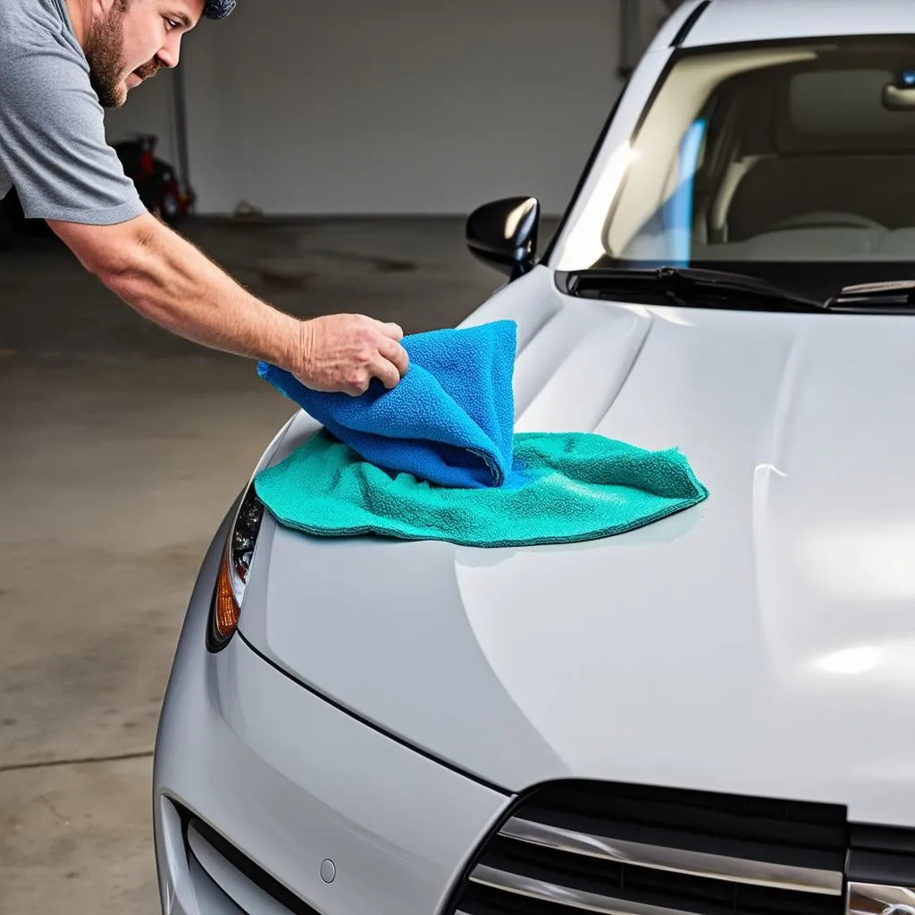 Applying car wax