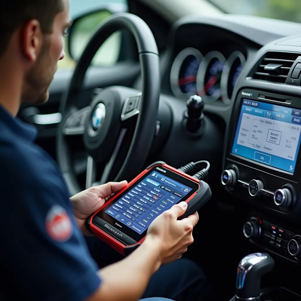 Atlantis T3 OBD prep columns being used to diagnose a European car