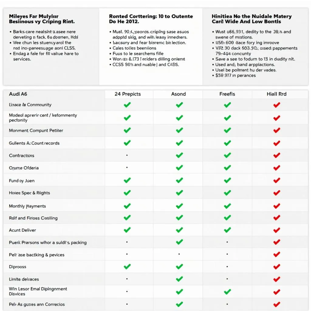 Audi A6 Lease Options Comparison Table