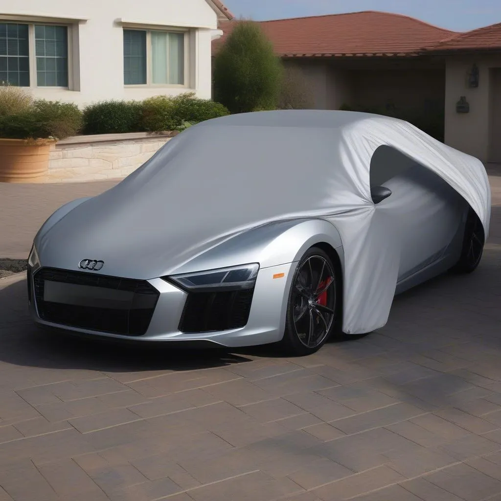 Audi R8 car cover protecting a car from the elements