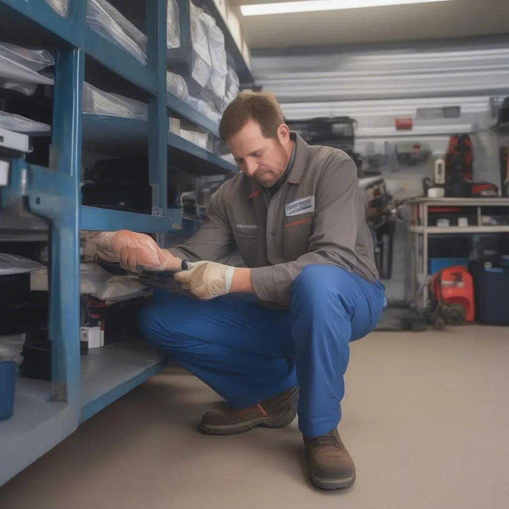 Auto Repair Professional inspecting a wound care boot