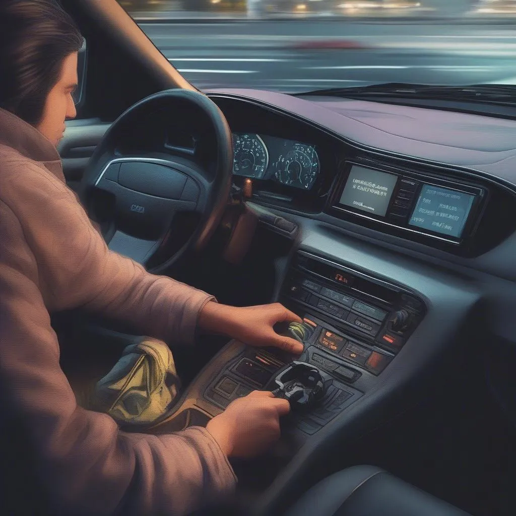 Car owner using an OBD II reader