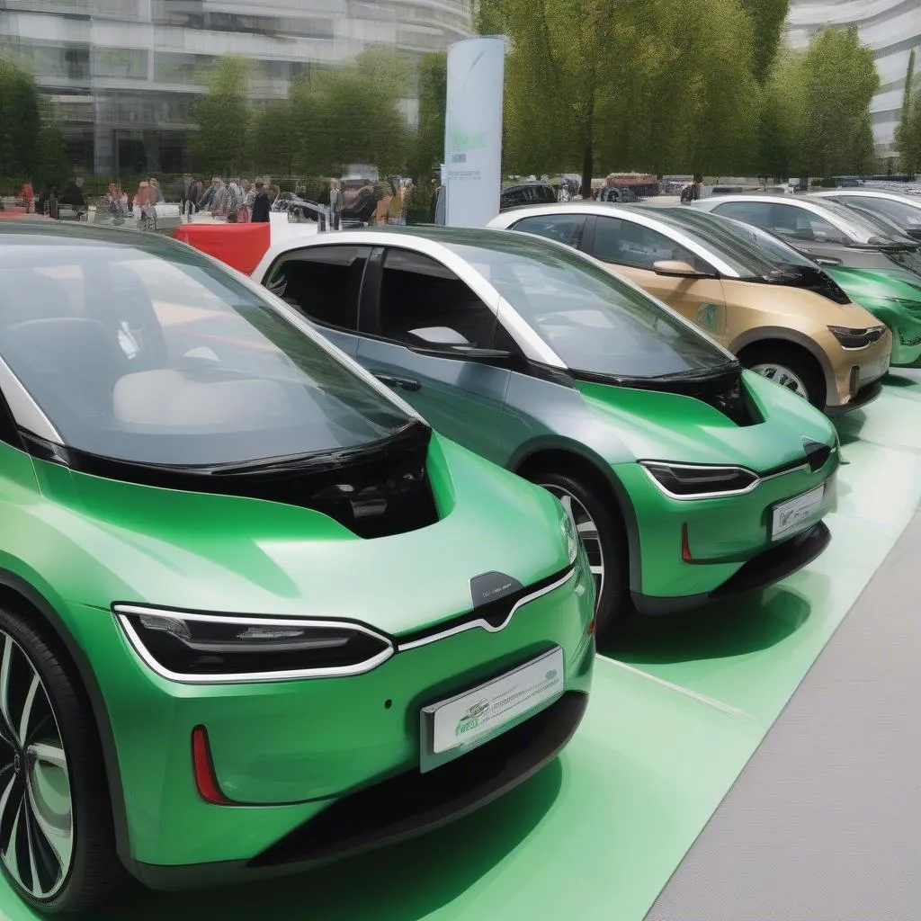 Electric vehicles on display at the Belgrade Car Show