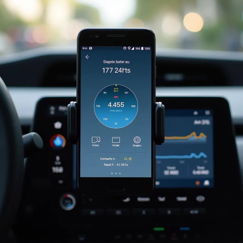 Android OBD reader displaying Prius battery data