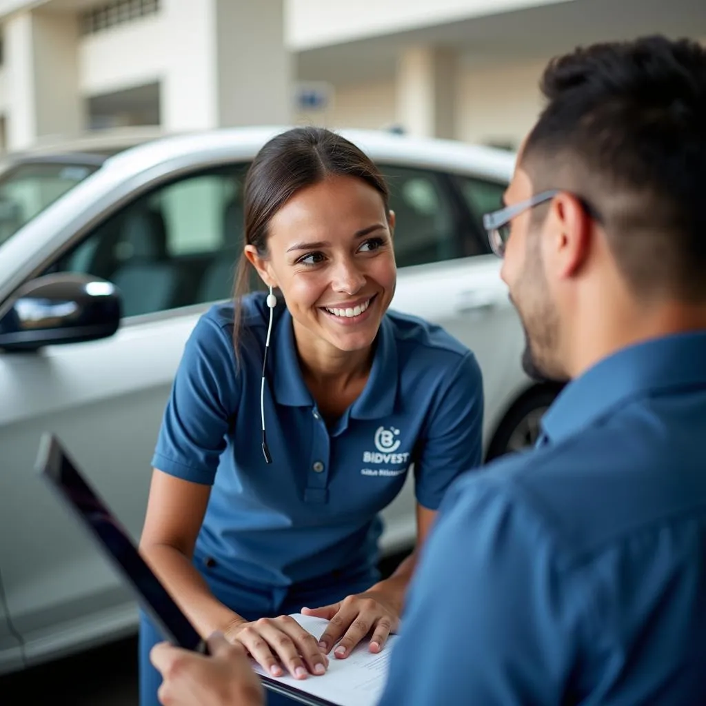 Bidvest Car Rental Customer Service Representative assisting a customer