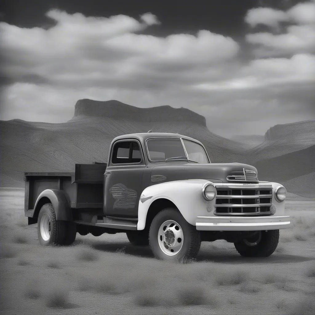 Classic Truck Black and White Poster