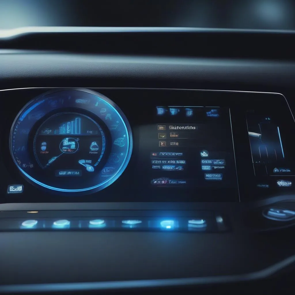 Blue Light on a Car Dashboard