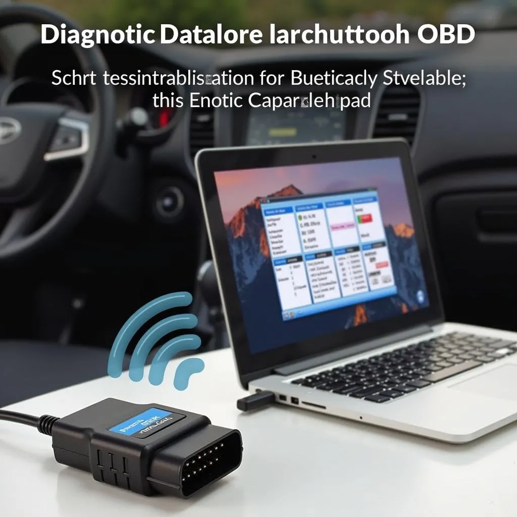 Bluetooth OBD Adapter Connected to Car and Laptop