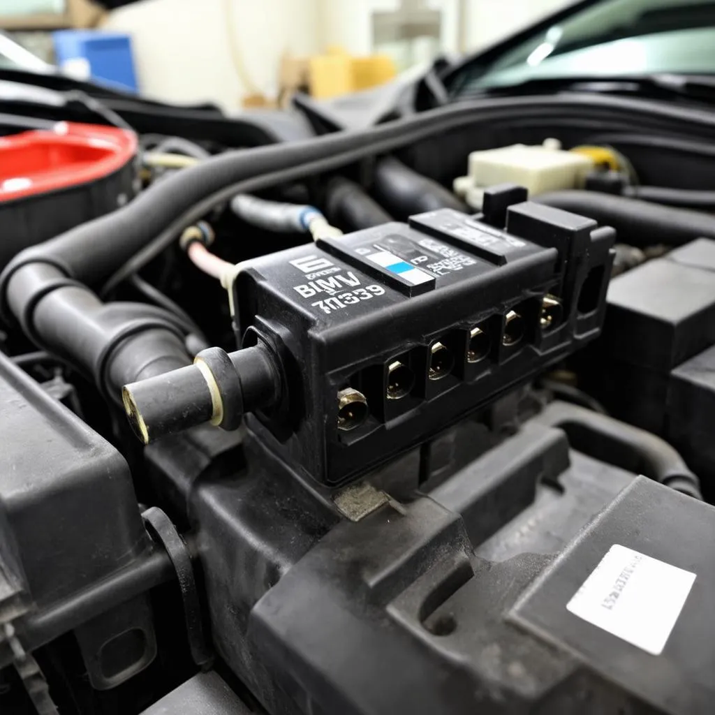 A close-up of a BMW 745li ignition coil