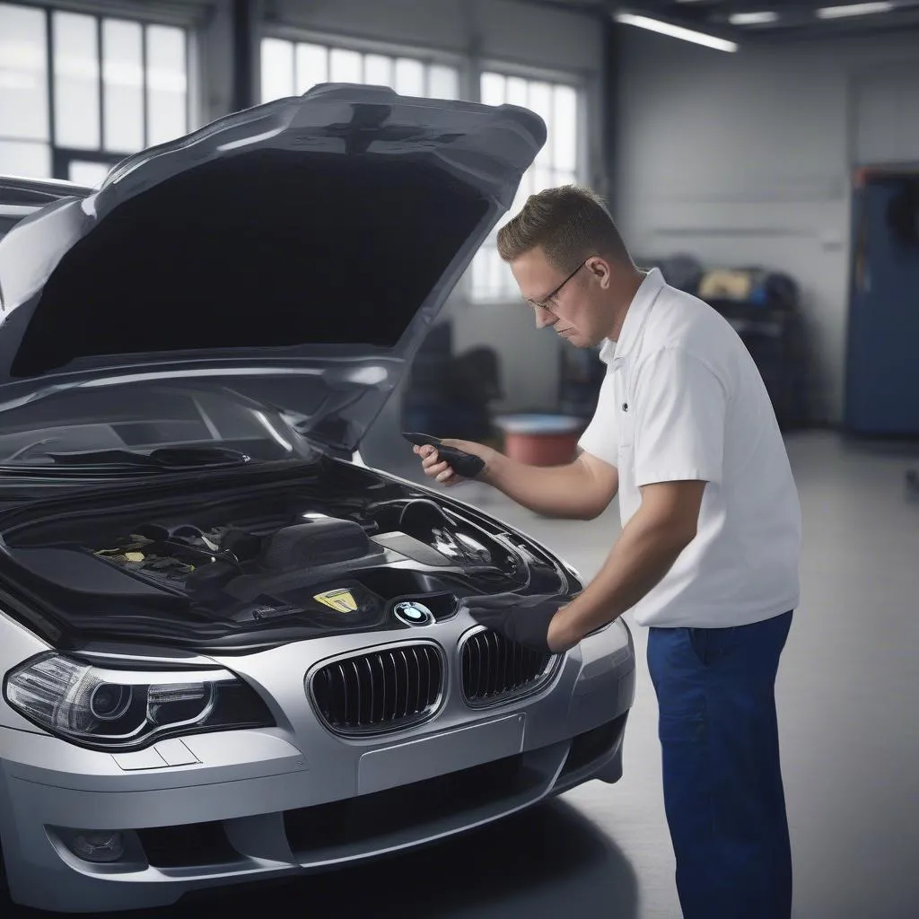 BMW Mechanic Using OBD-II Scanner