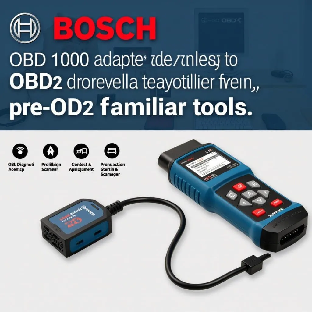 Bosch OBD 1000 OBDI adapter with an OBD2 scanner