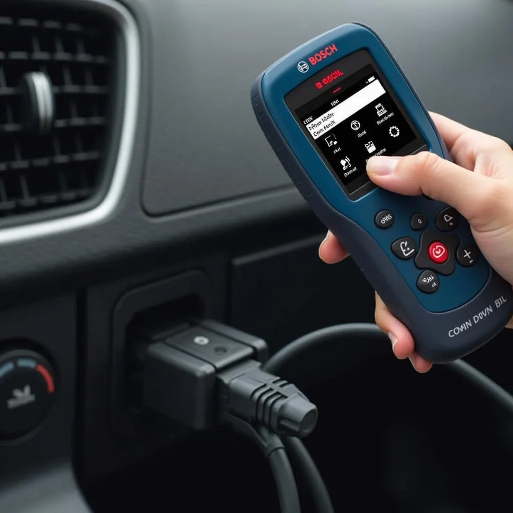 Bosch OBD 1150 Connected to a Car's OBD-II Port