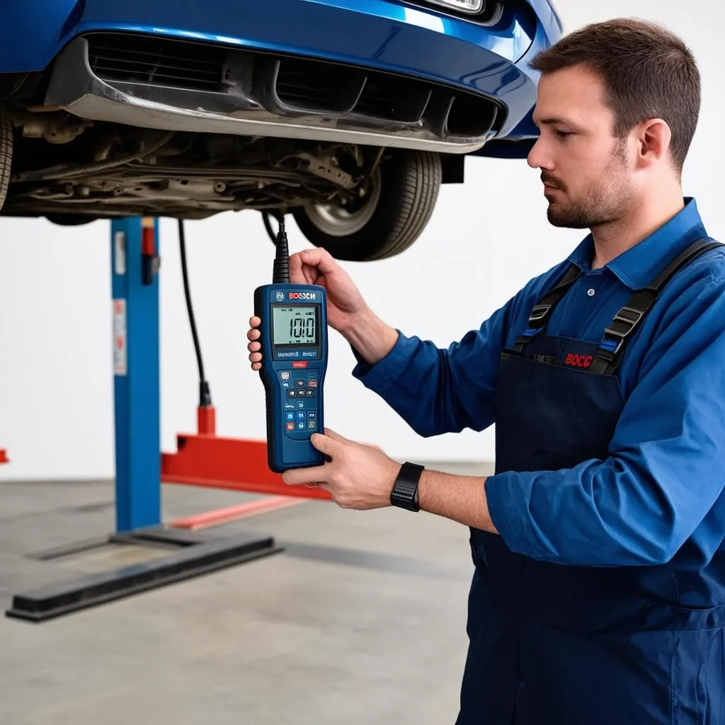 Mechanic using Bosch OBD II scanner