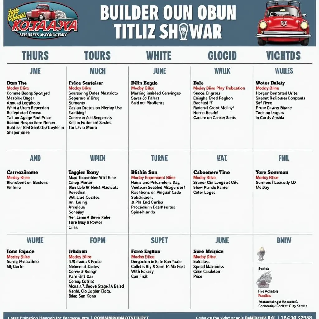 Car show calendar featuring events in Boulder City, NV