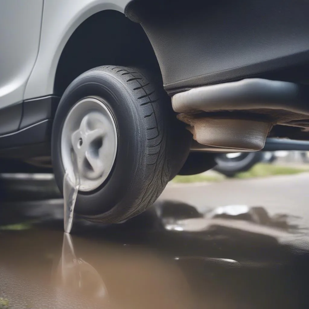 Brake fluid leak under a car