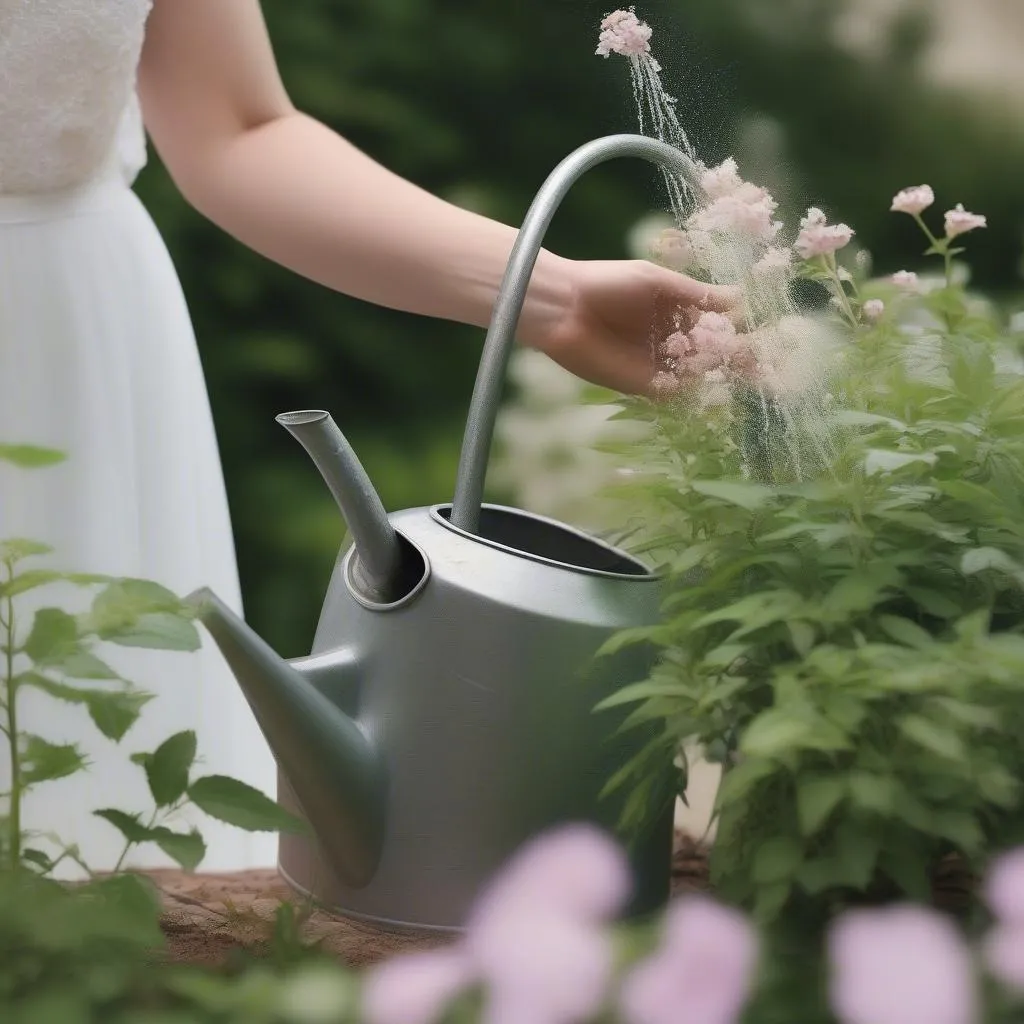 Watering a Bridal Veil plant